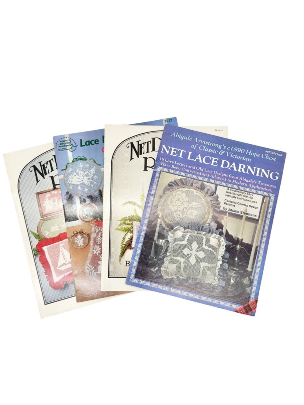 Vtg 1984 Lot of 4 Net Lace Darning Embroidery Pattern Books Victorian-Inspired